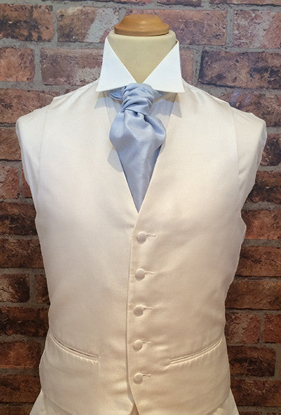 Ivory Satin with Sky Blue Cravat