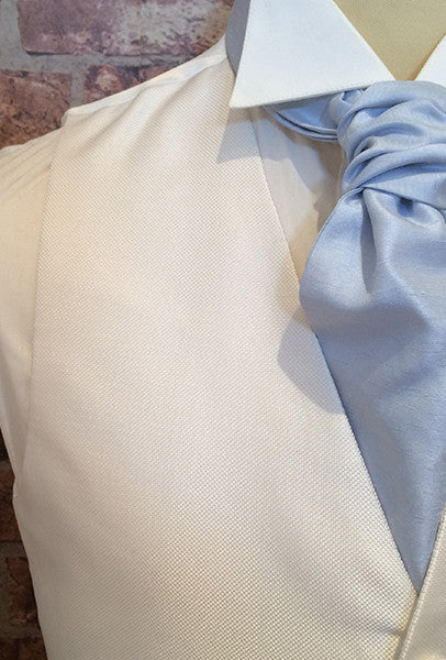 Ivory Satin with Sky Blue Cravat