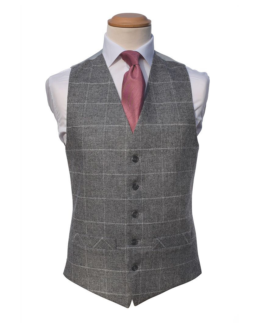 Grey Tweed with white check