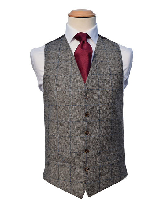 Grey tweed with blue check